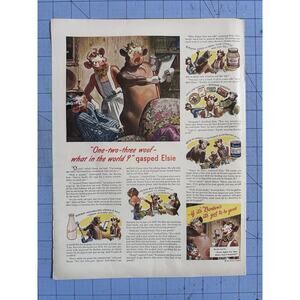 Vintage 1944 Borden's Dairy Elmer Testing Voice Print Ad